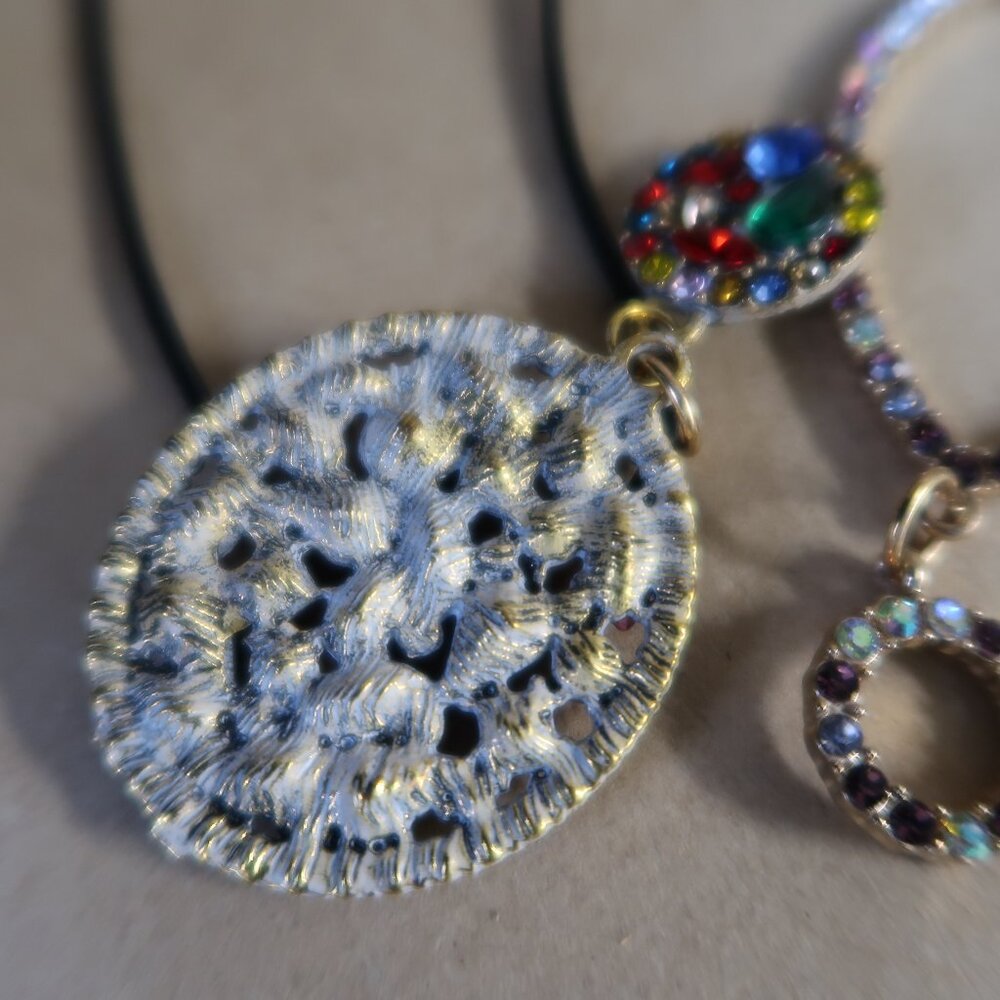 Vintage Rhinestone Pendant Lot 2 Pc Multicolor Crystal Cluster Statement Wear - Picture 9 of 15